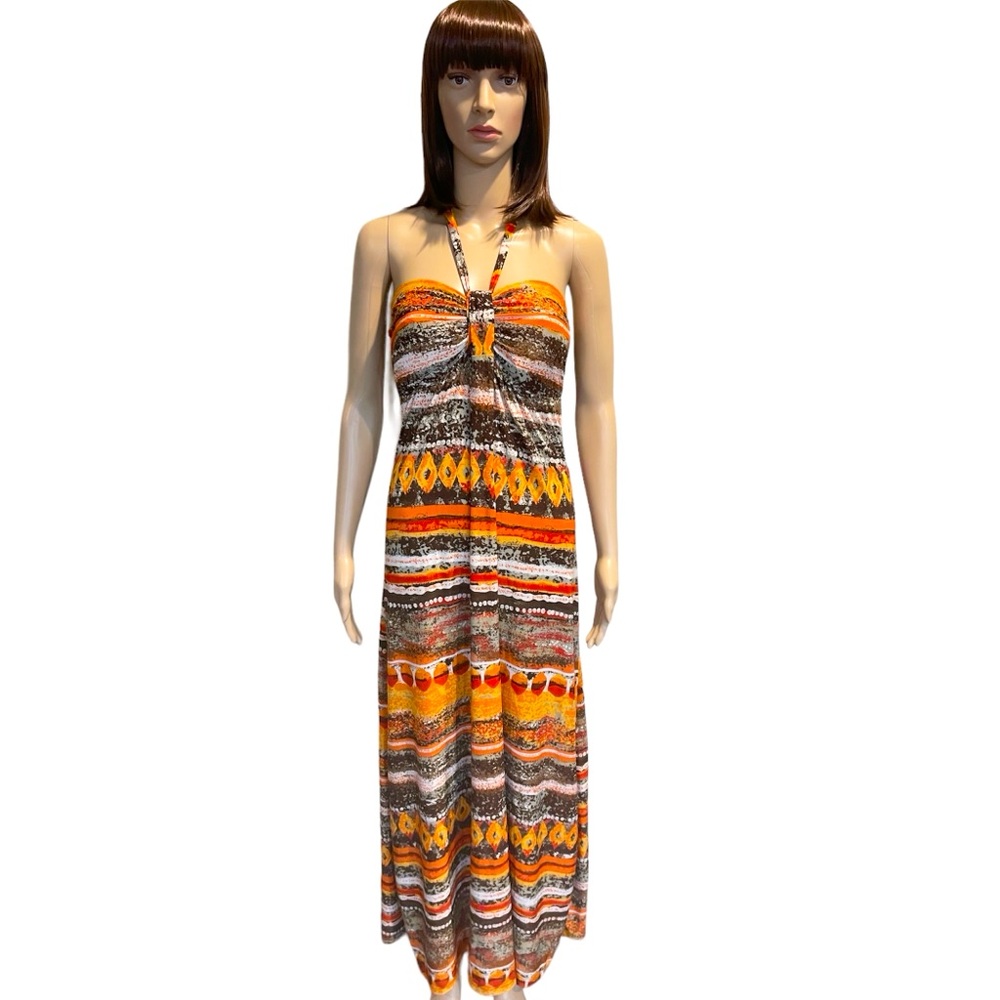 Body Central Orange And Brown Maxi Dress